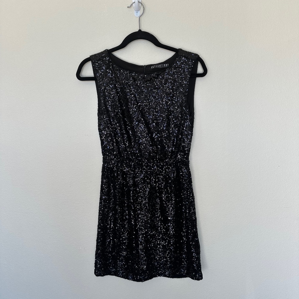 black sequin mini dress